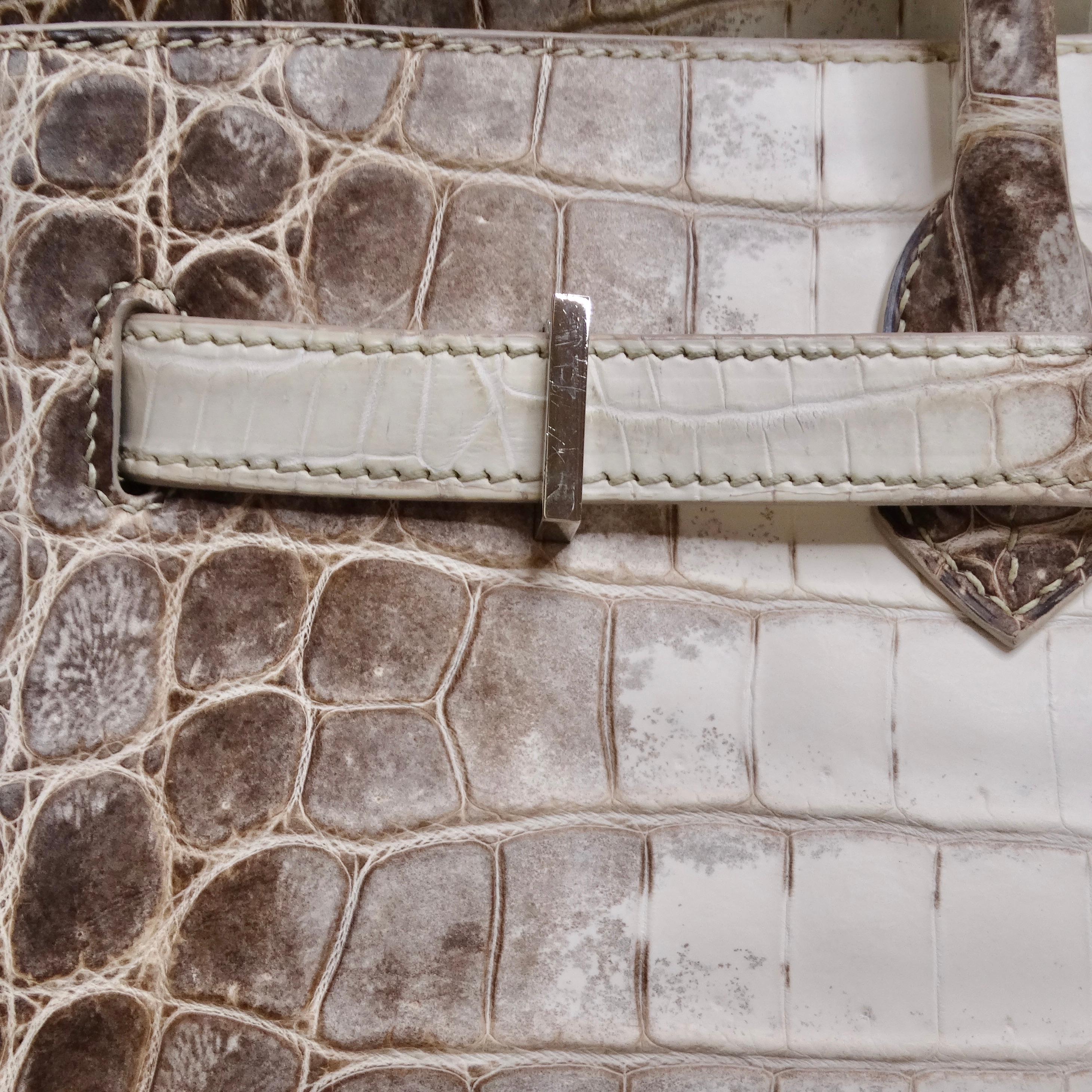 Women's or Men's Hermes Birkin 35cm Himalayan Niloticus Crocodile Matte Palladium Hardware For Sale