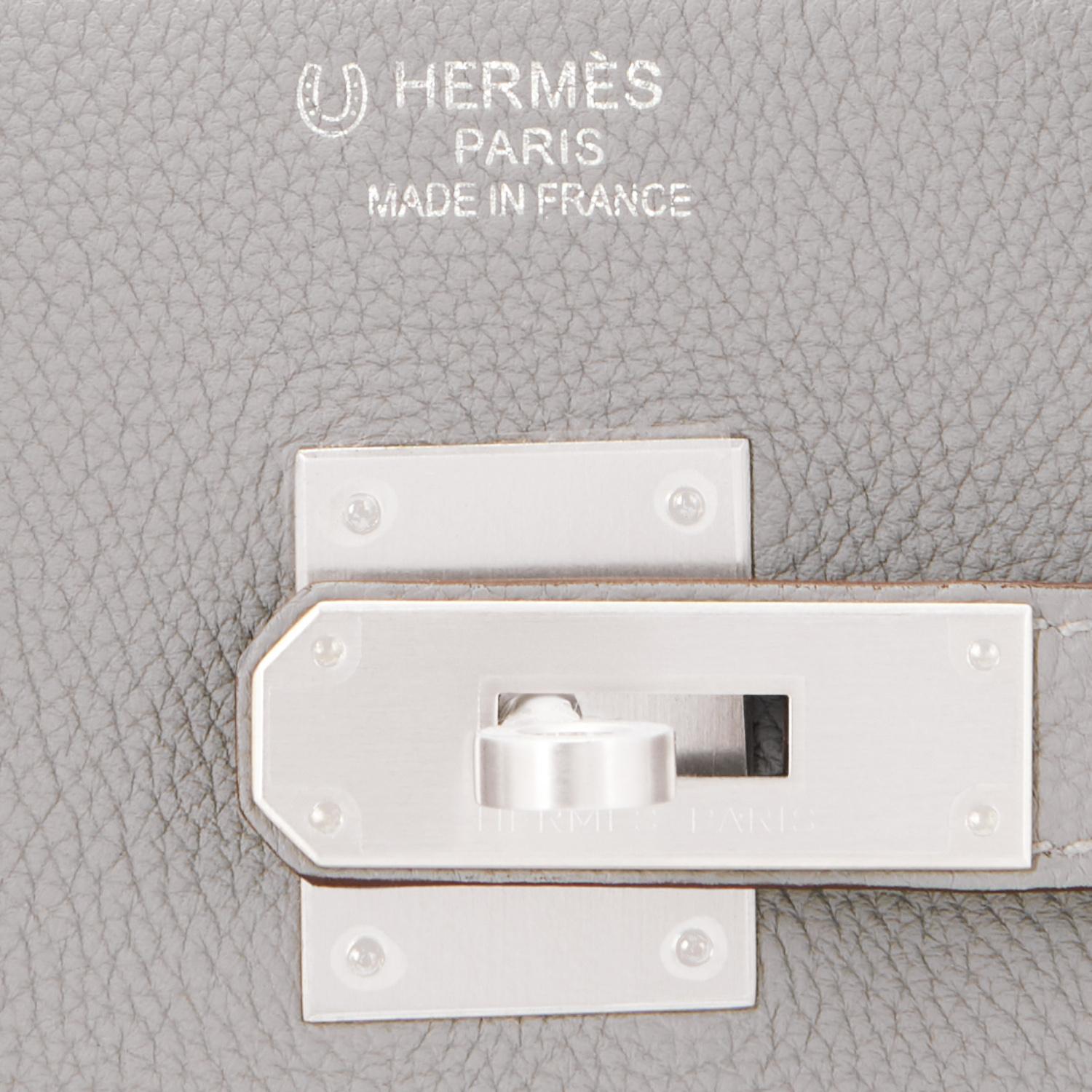 Hermes Birkin 35cm HSS Bi-Color Gris Mouette and Etain Horseshoe Bag Special Order
Brand New in Box. Store fresh.  Pristine Condition (with plastic on hardware) 
Just picked up from Hermes store; bag bears new 2019 interior D stamp!
Perfect gift!