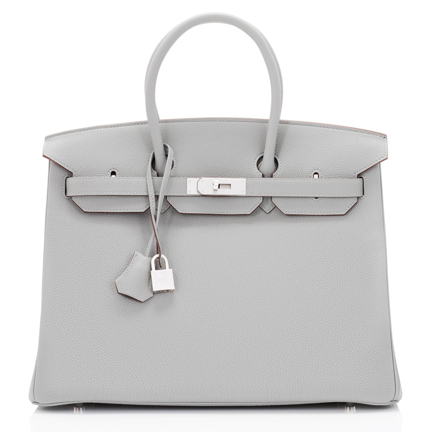 Hermes Birkin 35cm HSS Bi-Color Gris Mouette Etain Horseshoe Bag Special Order In New Condition In New York, NY