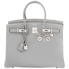 Hermes Birkin 35cm HSS Bi-Color Gris Mouette Etain Horseshoe Bag Special Order