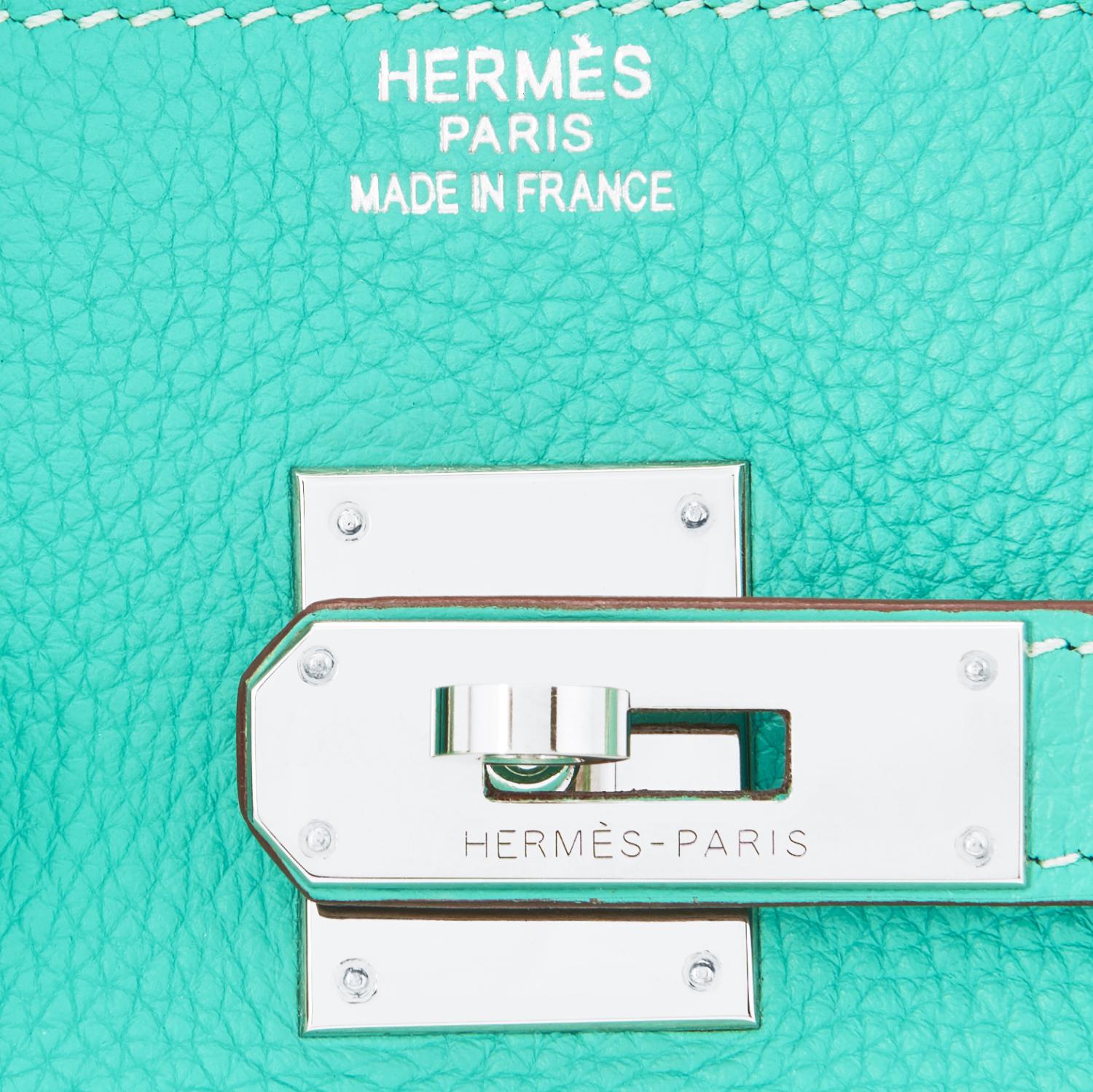 Hermes Birkin 35cm Lagoon Blue Togo Palladium Hardware Bag RARE For Sale 8