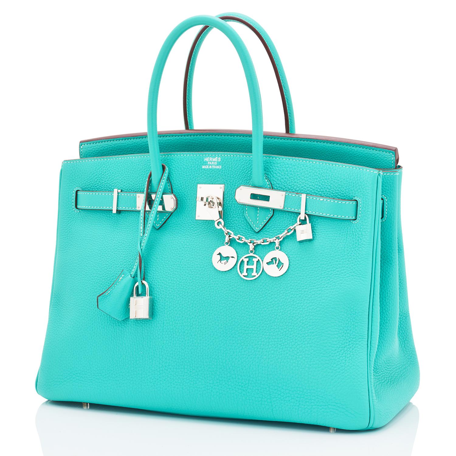 Hermes Birkin 35cm Lagoon Blue Togo Palladium Hardware Bag RARE For ...