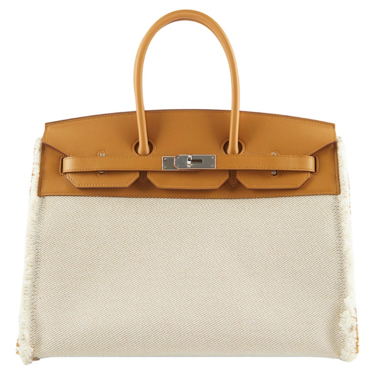 HERMÈS BIRKIN 35CM LIMITED EDITION FRAY FRAY SESAME Toile and Swift
