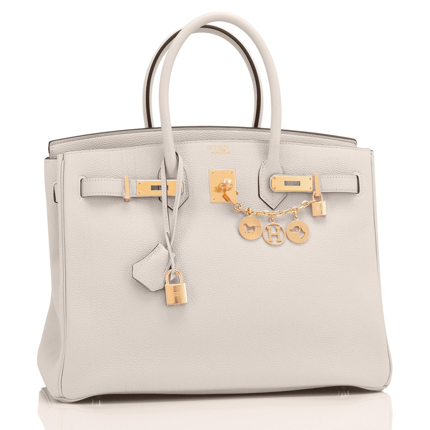Hermes Birkin 35cm Nata Off White Cream Gold Hardware U Stamp, 2022
Nata with Gold Hardware is simply spectacular in person!
Just purchased from Hermes store; bag bears new interior 2022 U Stamp.
Brand New in Box. Store fresh. Pristine Condition