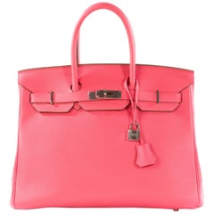 Hermes Birkin 35cm Pink Lipstick Togo Silver Hardware Q Stamp