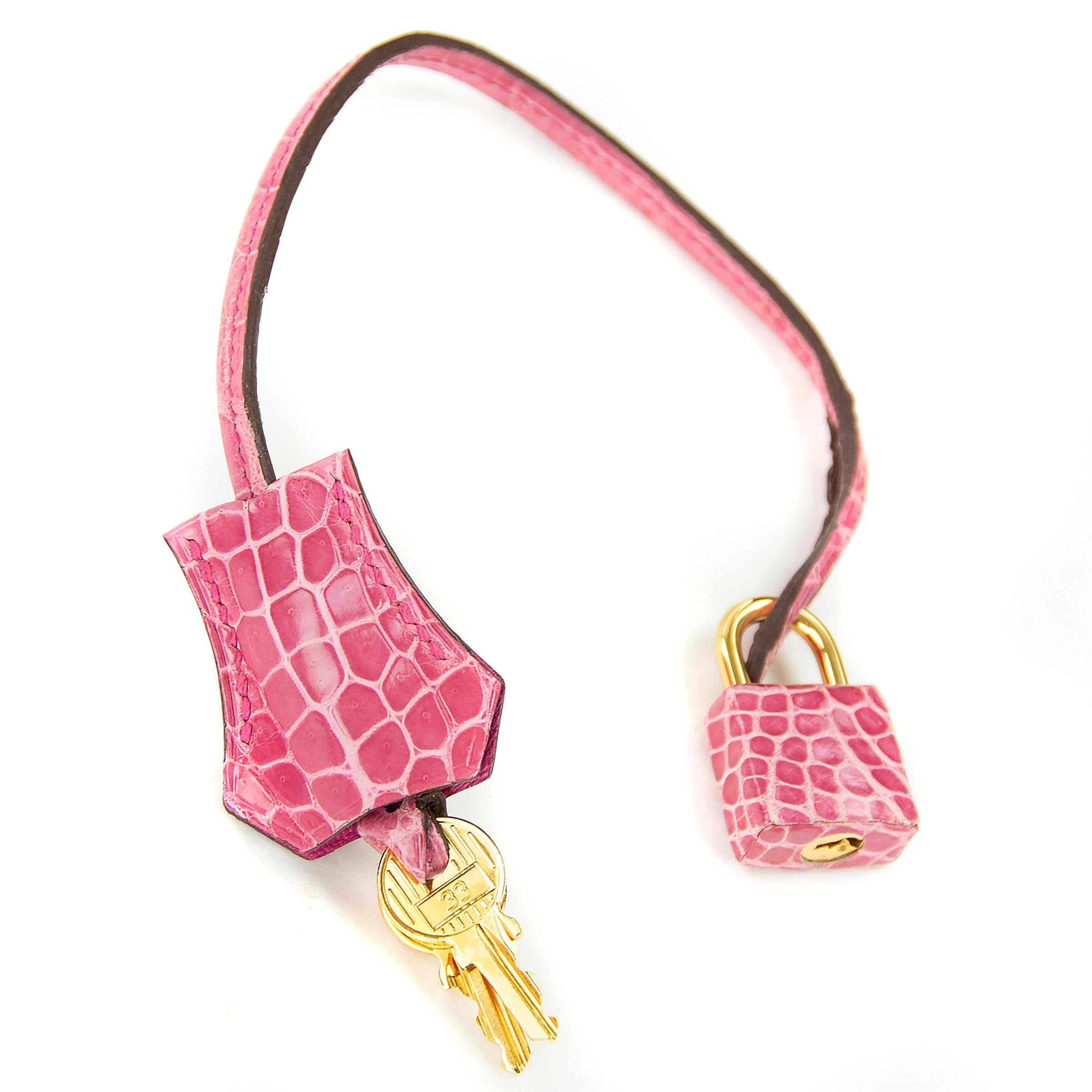 Hermes Birkin 35cm Pink Porosus Crocodile GHW For Sale 1