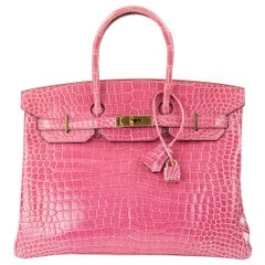 Hermes Birkin 35cm Pink Porosus Crocodile GHW