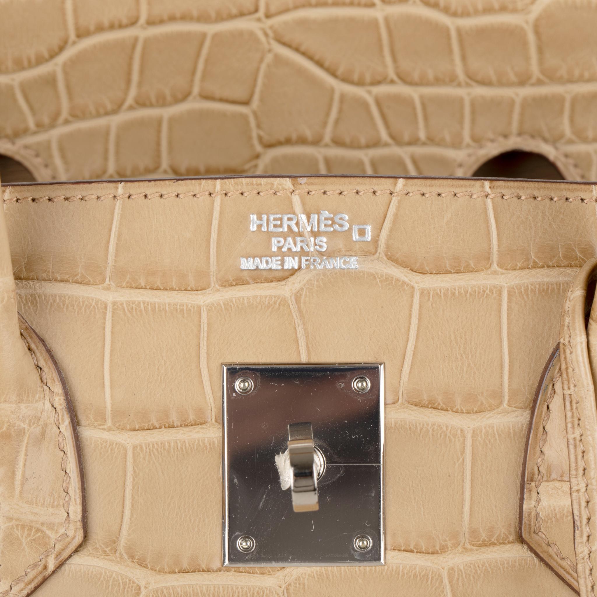 Hermès Birkin 35cm Poussiere Alligator Mat Palladium Hardware en vente 2