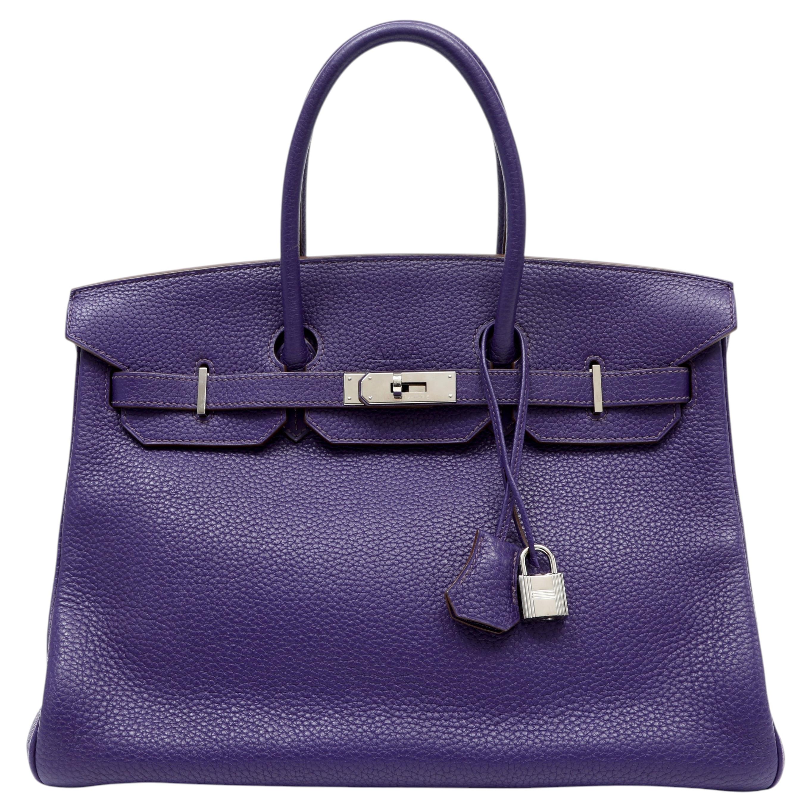 Hermès Birkin 35cm Lila Togo Leder w/Palladium Hardware im Angebot
