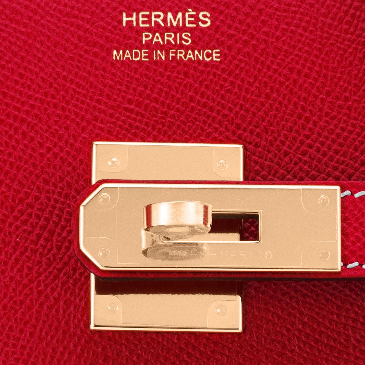 Hermes Birkin 35cm Rouge Casaque Blue Thalassa Bag Permabrass Candy Rare NEW 3