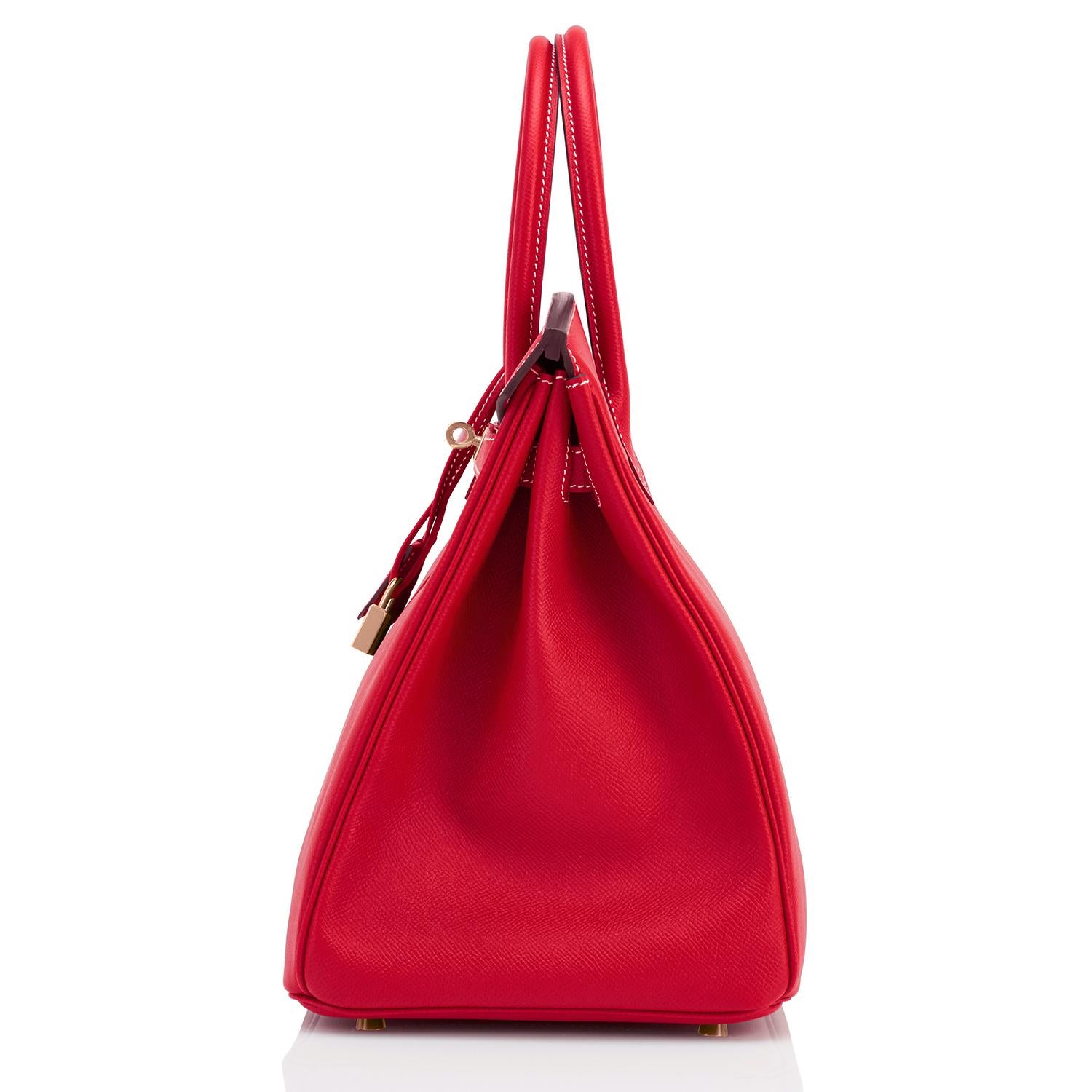 Women's or Men's Hermes Birkin 35cm Rouge Casaque Blue Thalassa Bag Permabrass Candy Rare NEW