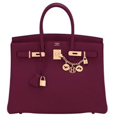 Hermes Birkin 35cm Rouge H Togo Deep Bordeaux Red Gold Birkin Bag Y Stamp, 2020