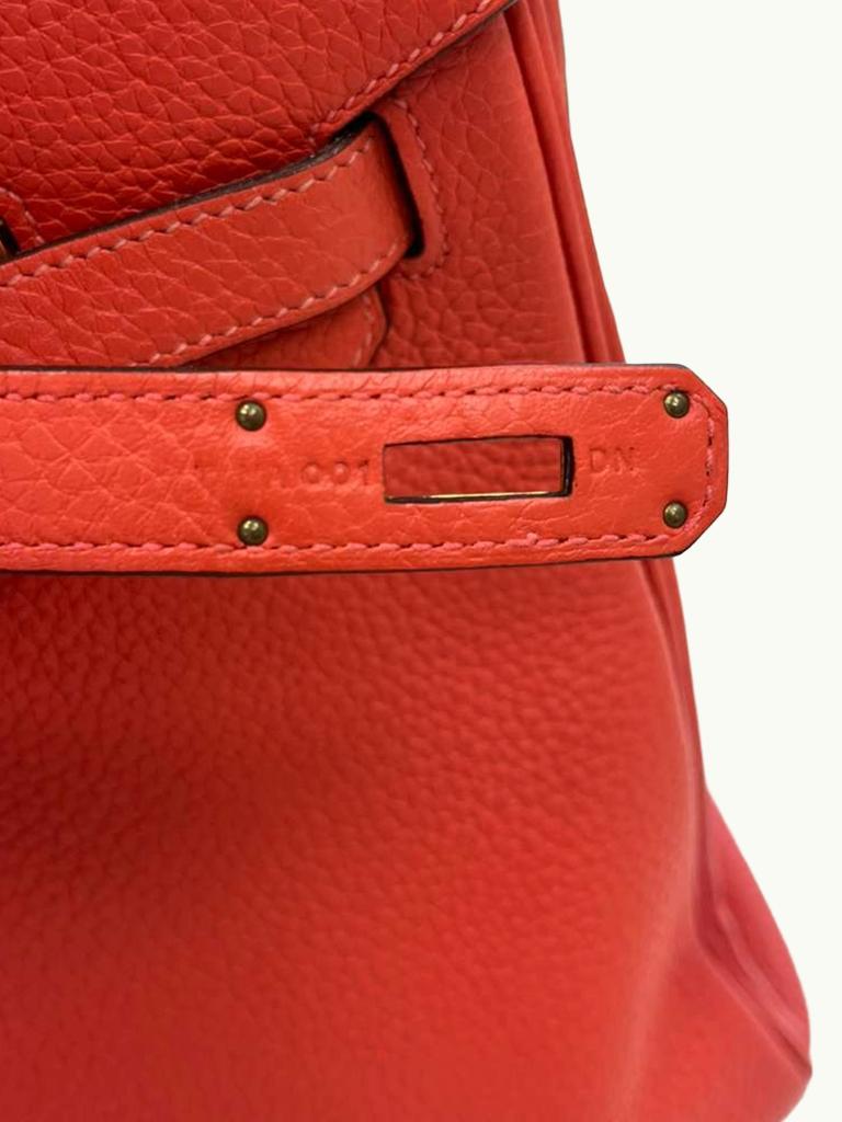 Hermes Birkin 35cm Rouge Pivoine Clemence Leather Gold Hardware Handbag en vente 6