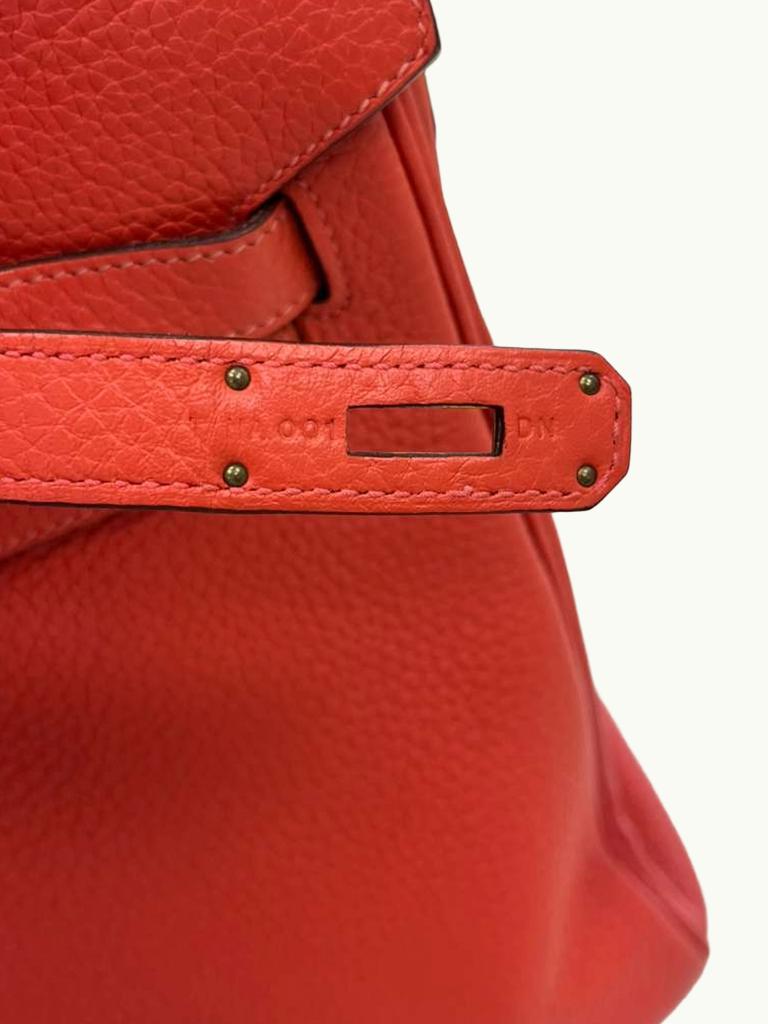 Hermes Birkin 35cm Rouge Pivoine Clemence Leather Gold Hardware Handbag en vente 7