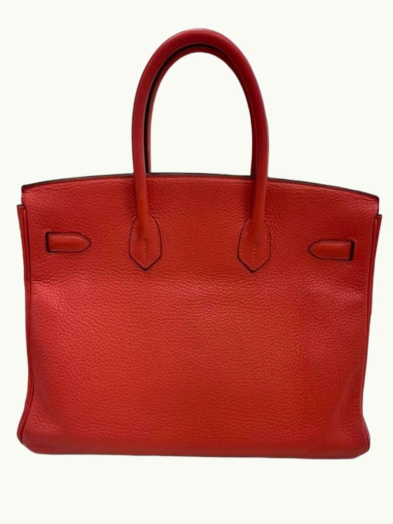 Hermes Birkin 35cm Rouge Pivoine Clemence Leather Gold Hardware Handbag en vente 11
