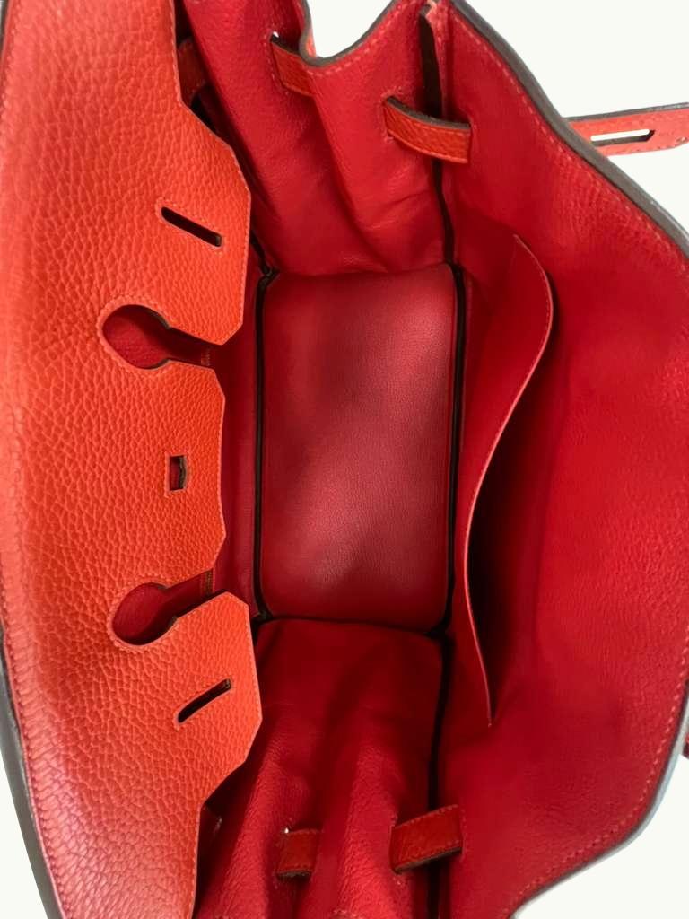 Hermes Birkin 35cm Rouge Pivoine Clemence Leather Gold Hardware Handbag en vente 15