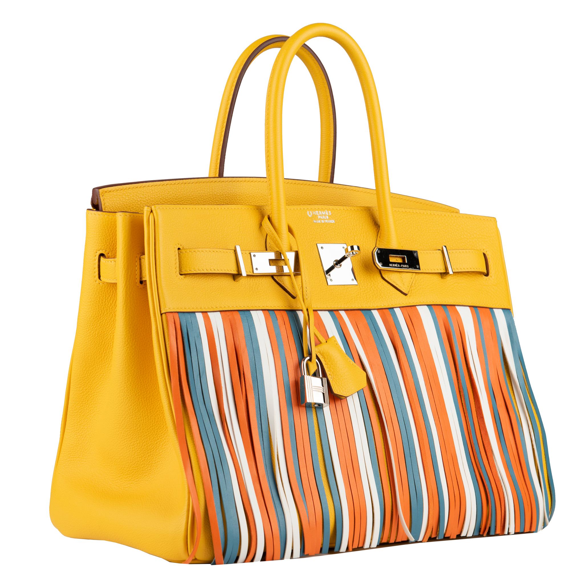 Hermes Birkin 35cm Soleil e frangia multicolore Swift in pelle Palladium Hardware 1