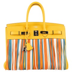 Hermes Birkin 35cm Soleil & Multicolor Fringe Swift Leather Palladium Hardware