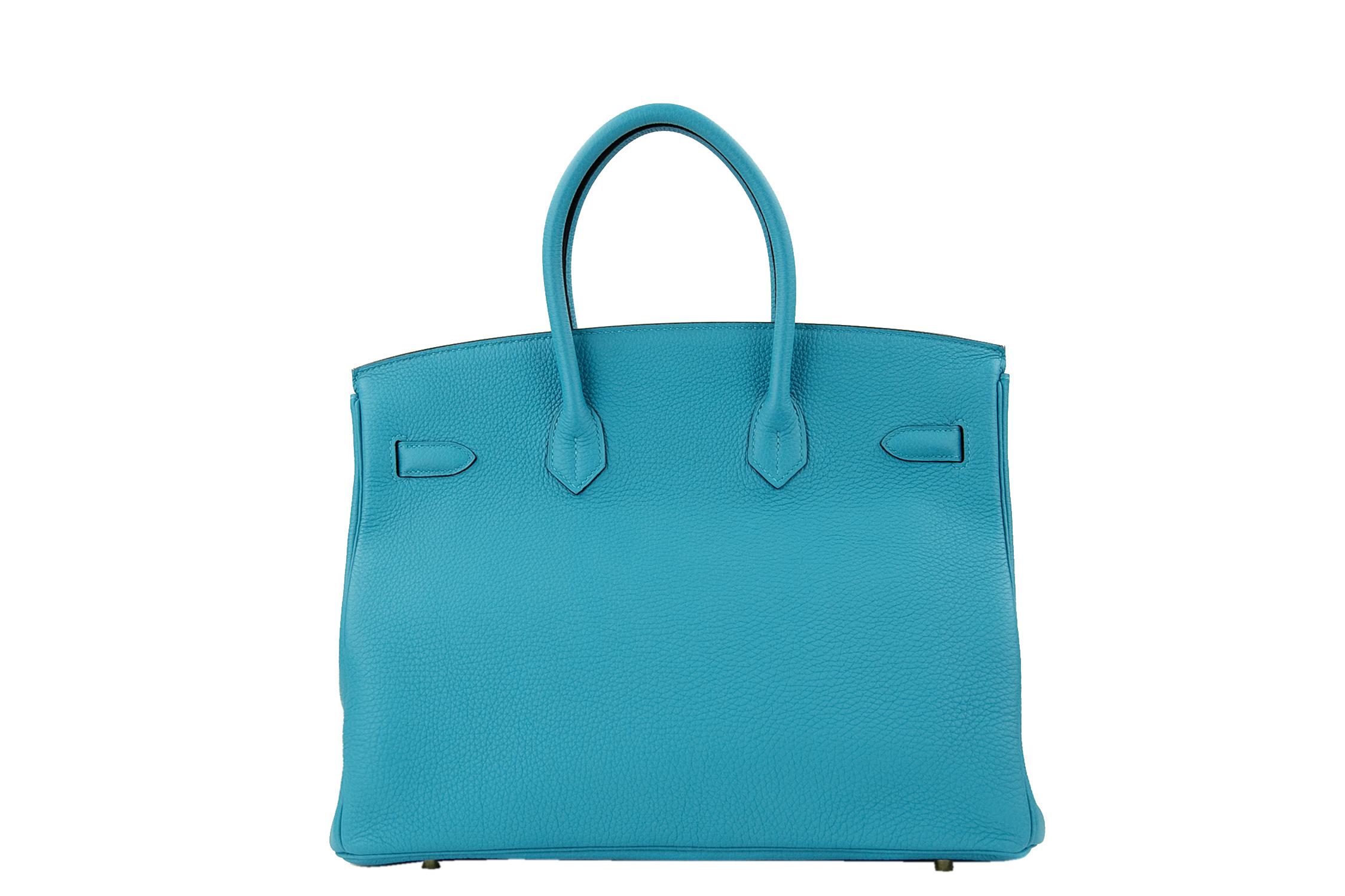 Hermes Birkin 35cm bag in Bright Blue Clemence Togo. This iconic special order Hermes Birkin bag is timeless and chic. Fresh and crisp with gold hardware.

    Condition: New or Never Used
    Made in France
    Bag Measures: 35cm (13.8