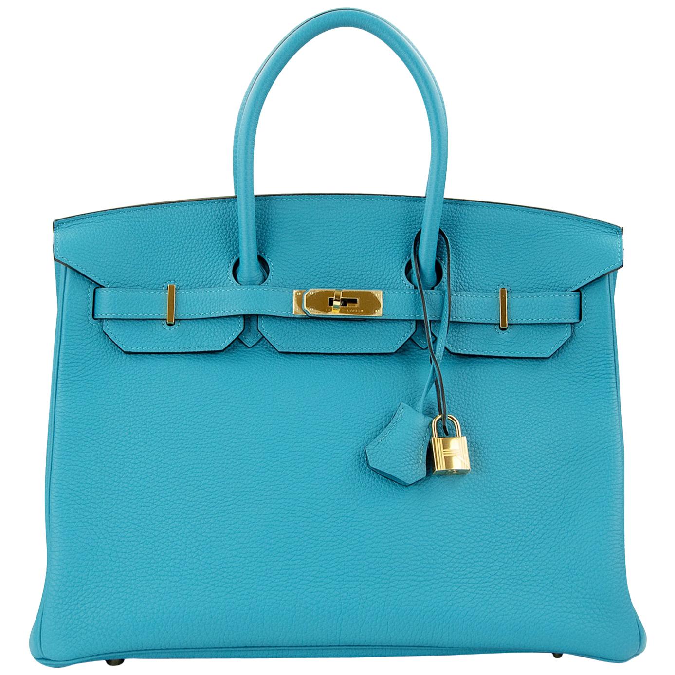 Hermes Birkin 35cm Bright Blue Clemence GHW For Sale