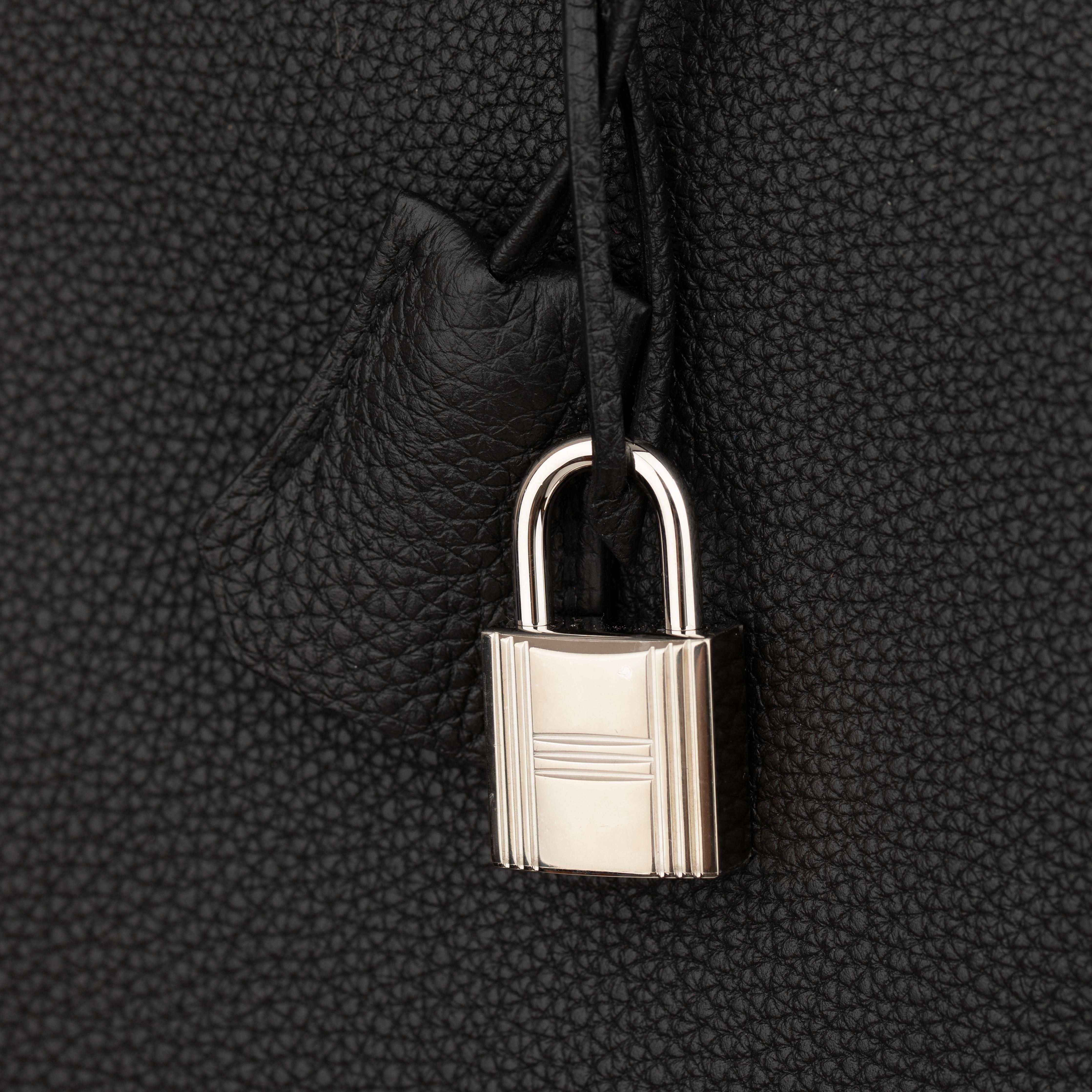 Hermes Birkin 35cm Verso Black and Blue Agate Togo Leather Palladium Hardware For Sale 6
