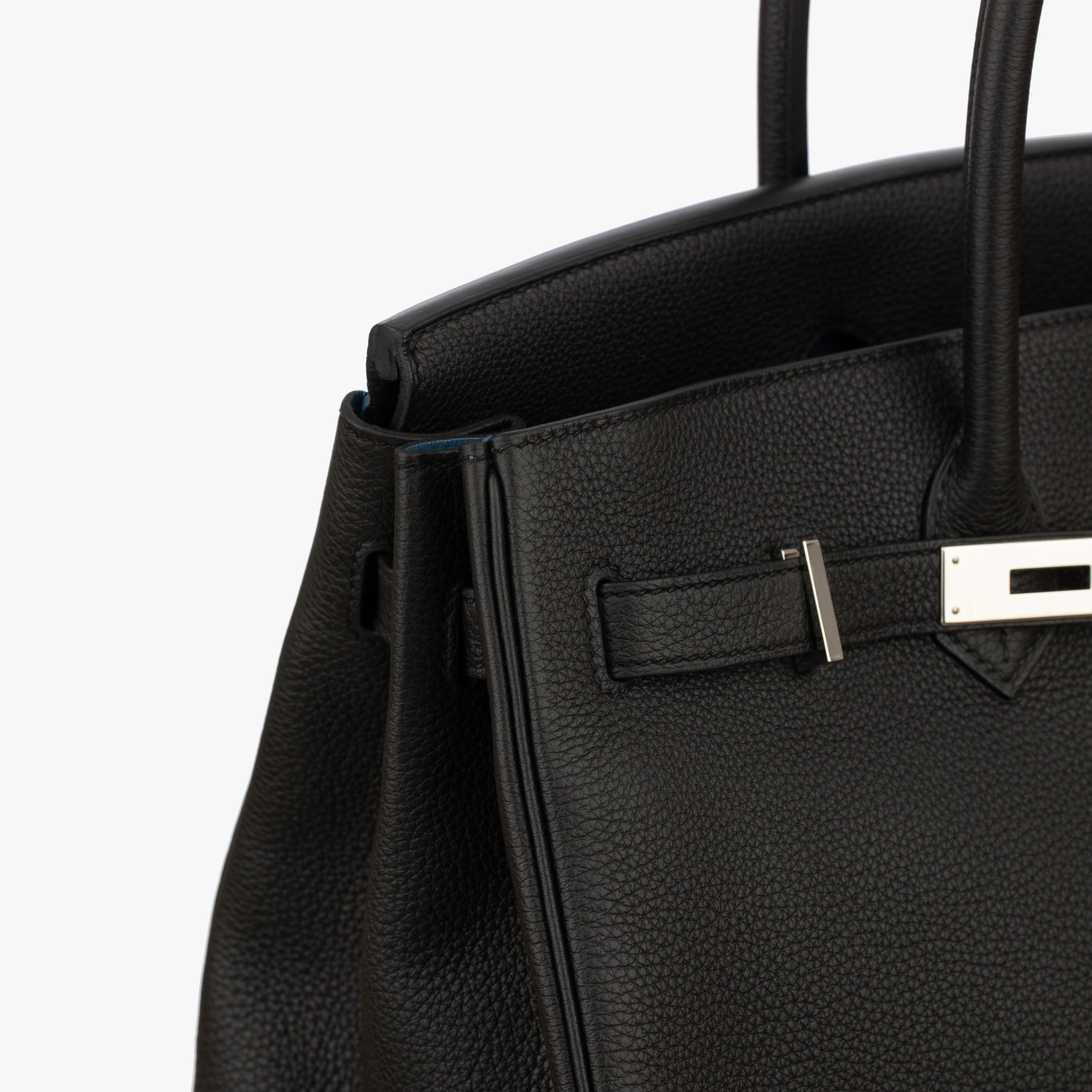 Hermes Birkin 35cm Verso Black and Blue Agate Togo Leather Palladium Hardware For Sale 8