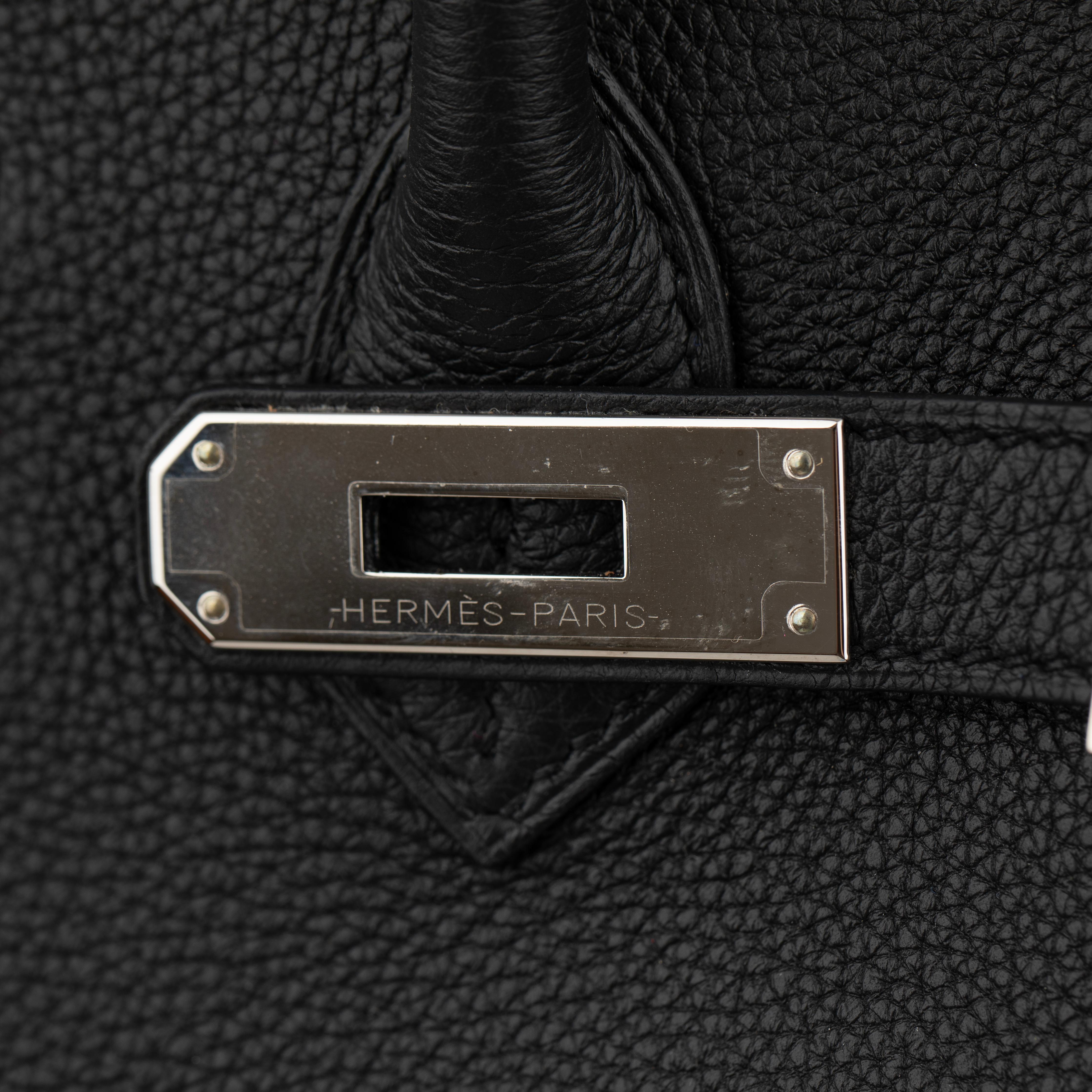 Hermes Birkin 35cm Verso Black and Blue Agate Togo Leather Palladium Hardware For Sale 10