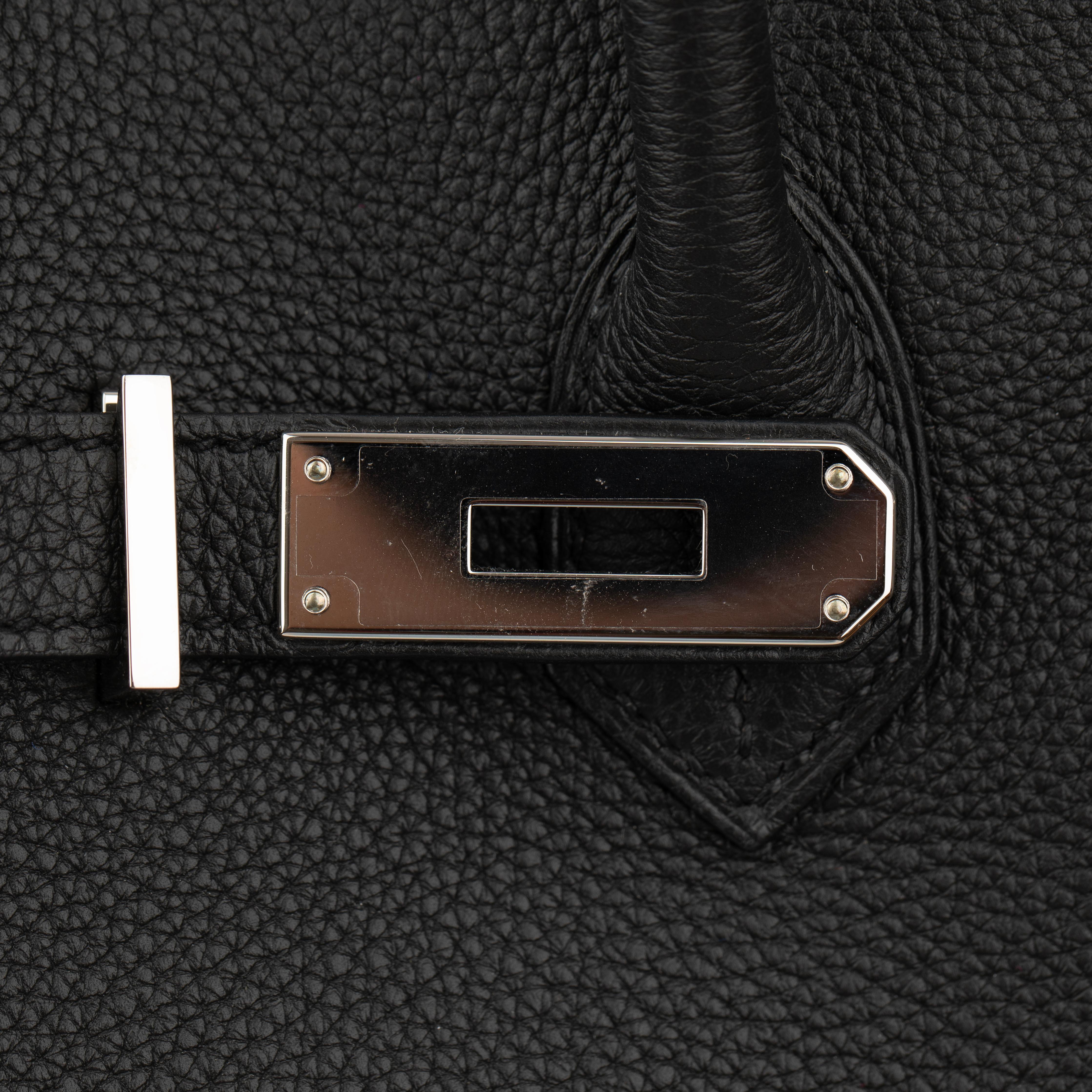 Hermes Birkin 35cm Verso Black and Blue Agate Togo Leather Palladium Hardware For Sale 11