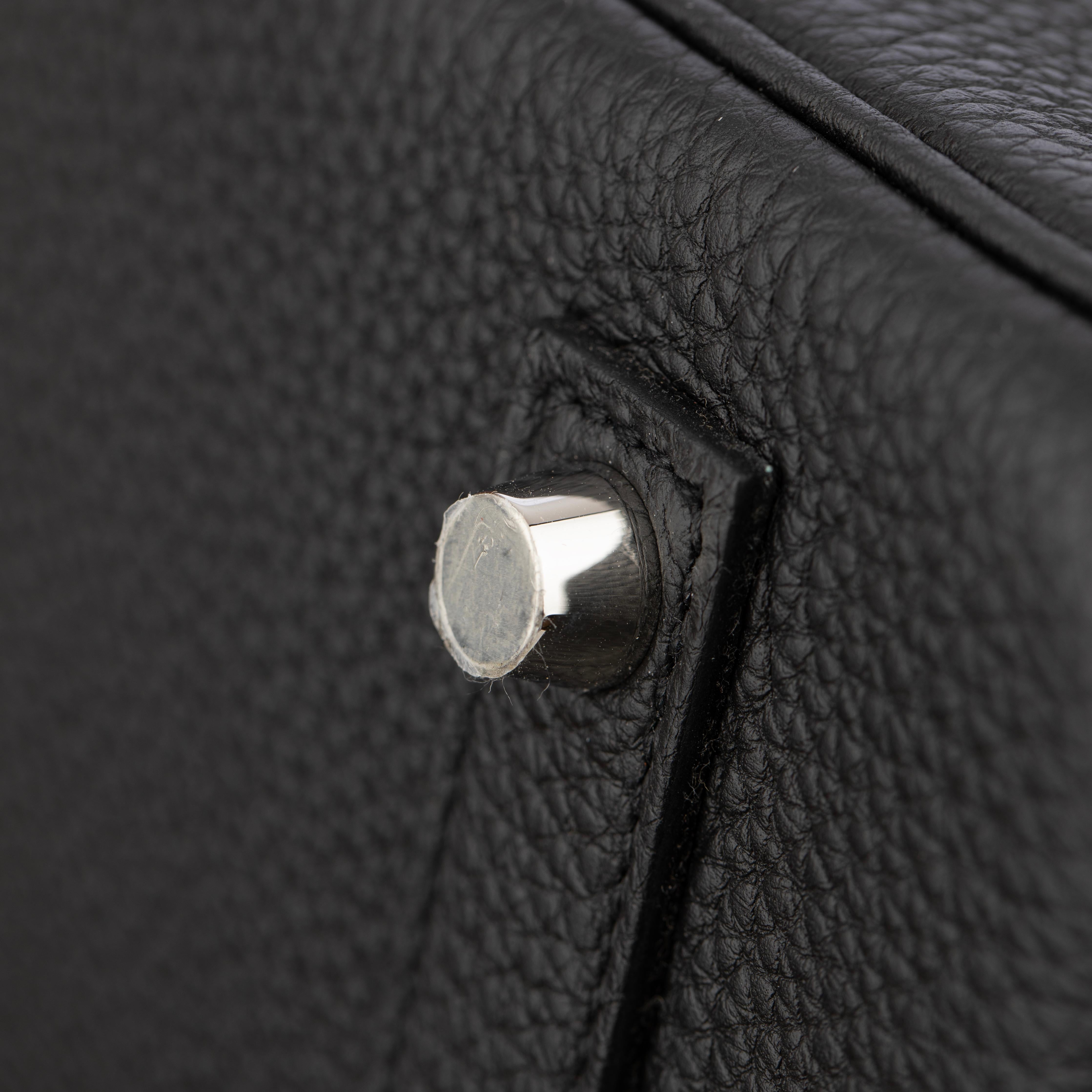 Hermes Birkin 35cm Verso Black and Blue Agate Togo Leather Palladium Hardware For Sale 12