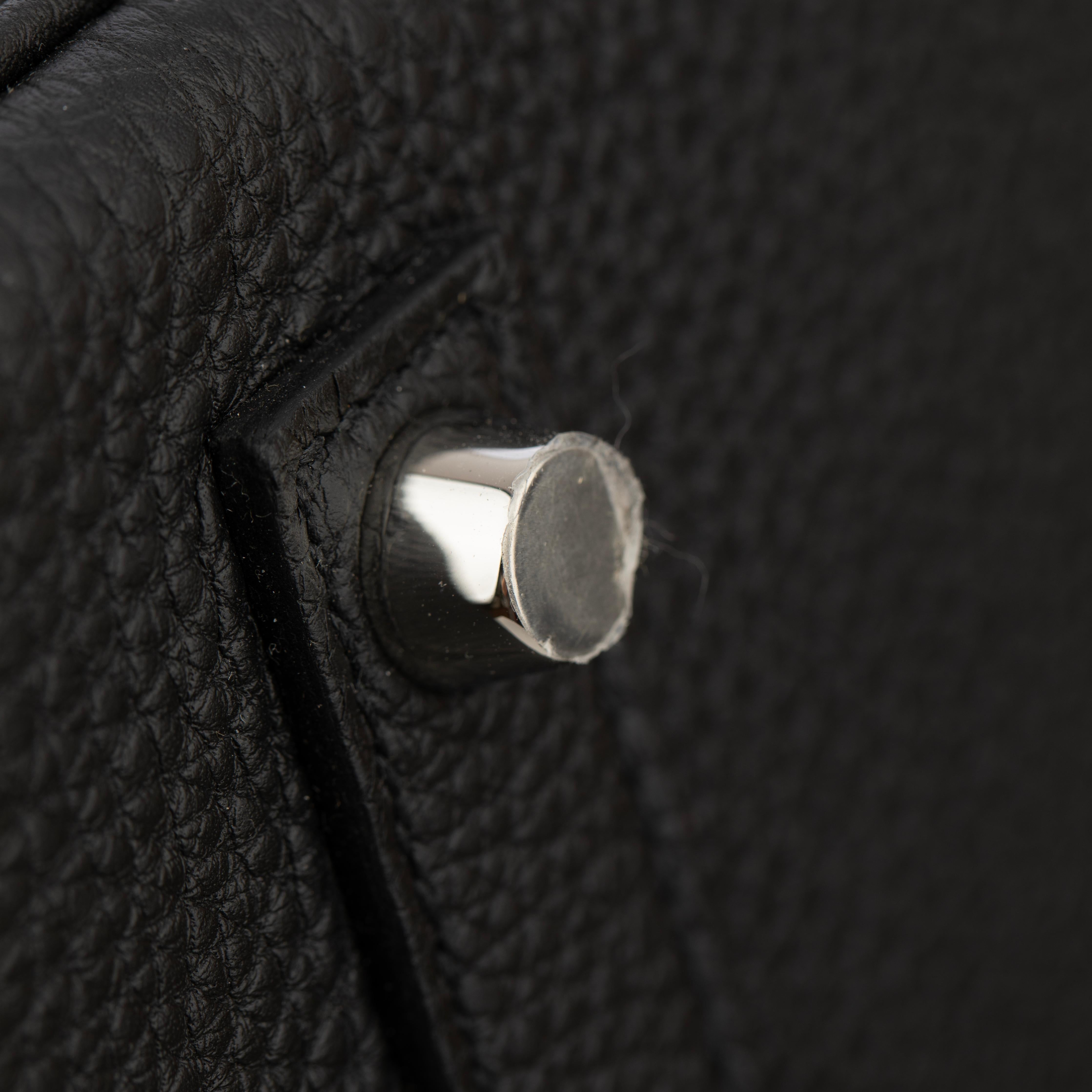 Hermes Birkin 35cm Verso Black and Blue Agate Togo Leather Palladium Hardware For Sale 14
