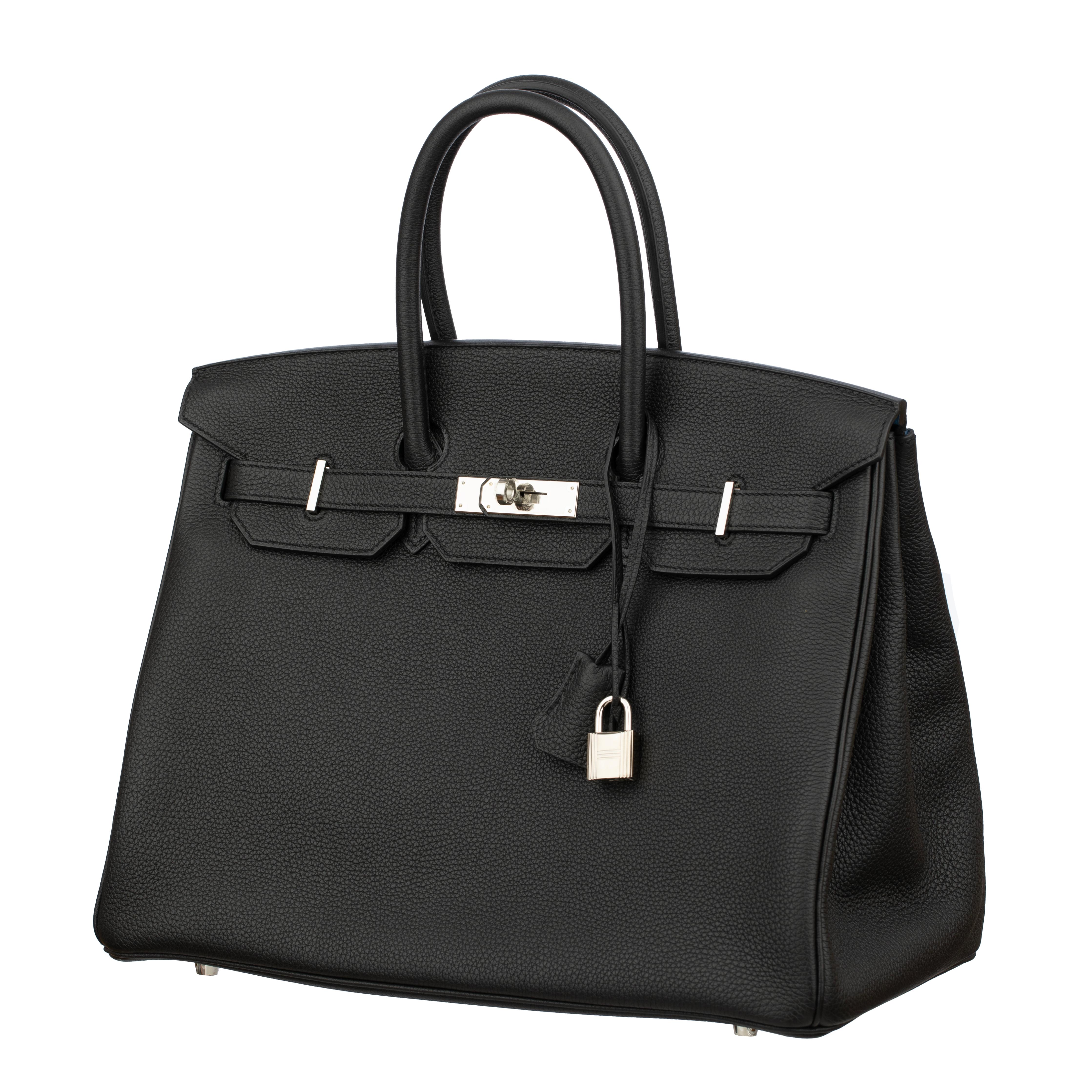Hermes Birkin 35cm Verso Black and Blue Agate Togo Leather Palladium Hardware In New Condition For Sale In Sydney, New South Wales