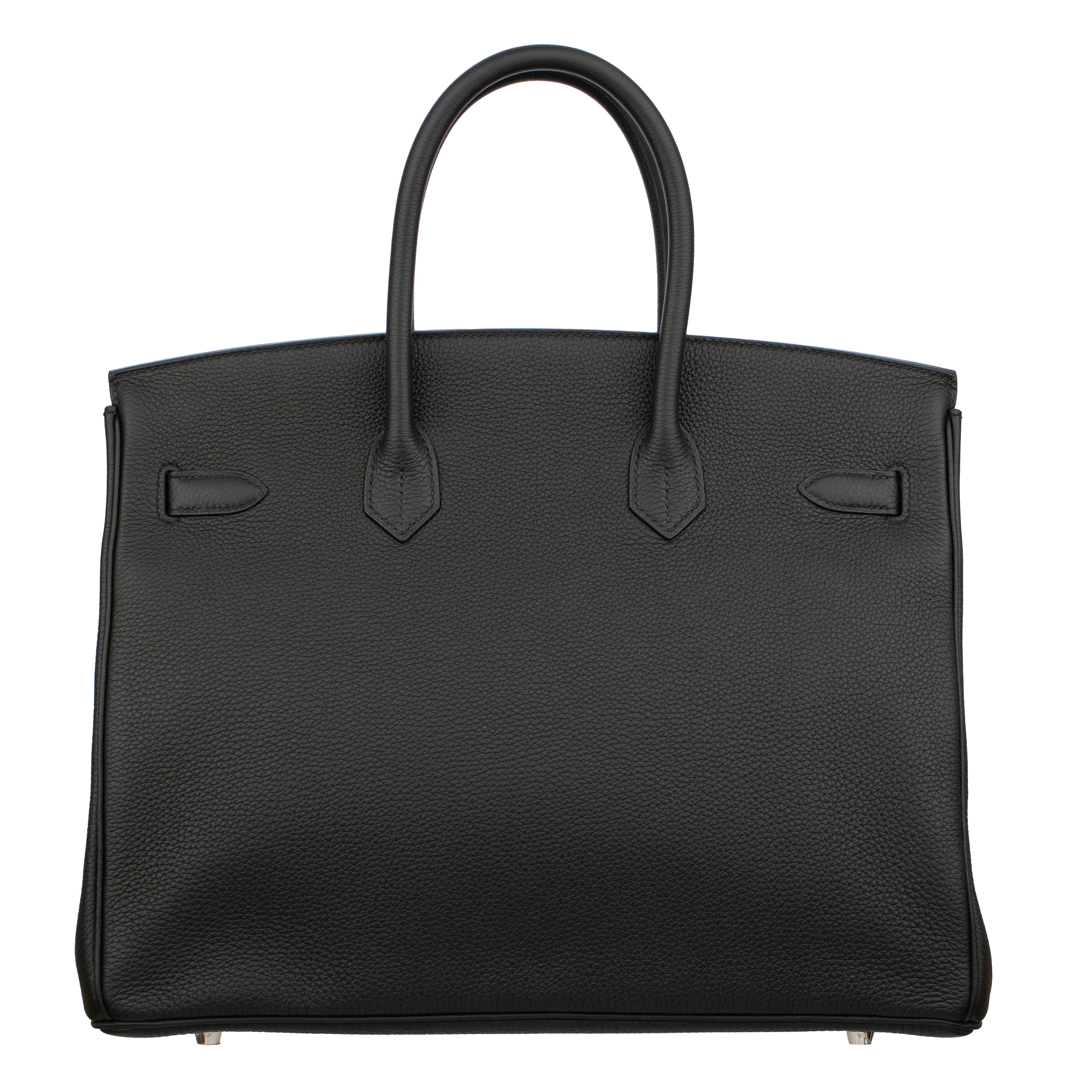 Hermes Birkin 35cm Verso Black and Blue Agate Togo Leather Palladium Hardware For Sale 3