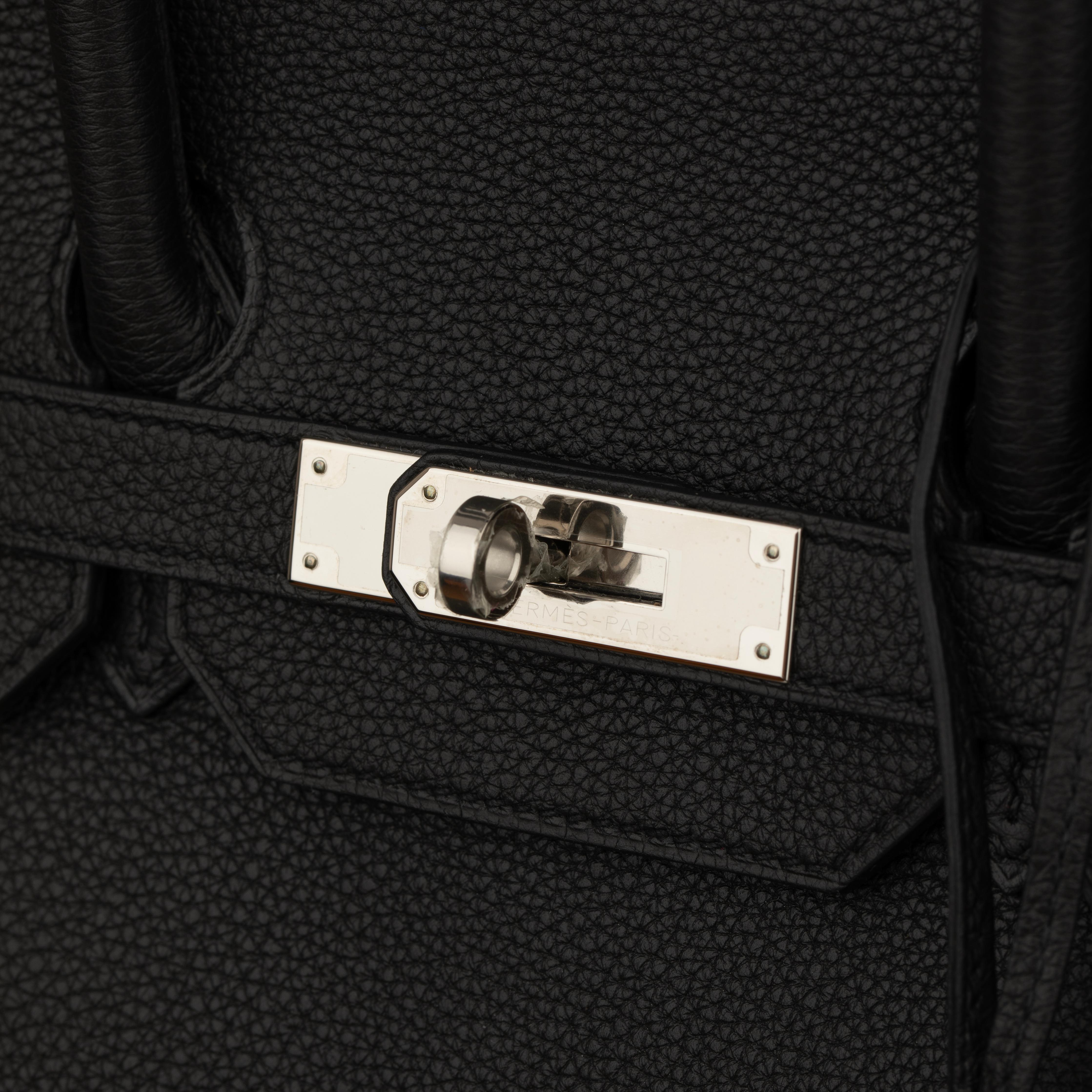 Hermes Birkin 35cm Verso Black and Blue Agate Togo Leather Palladium Hardware For Sale 4