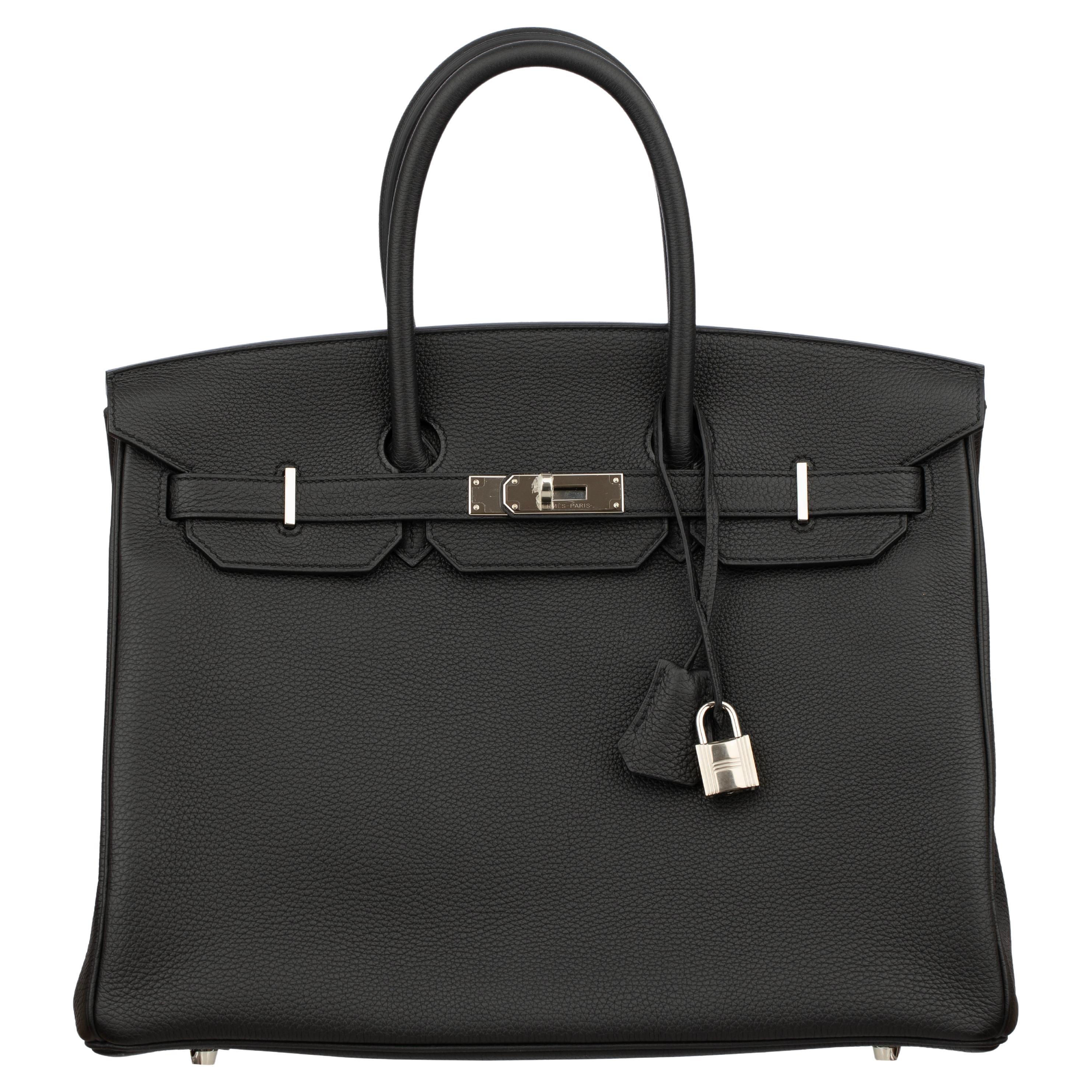 Hermes Birkin 35cm Verso Black and Blue Agate Togo Leather Palladium Hardware