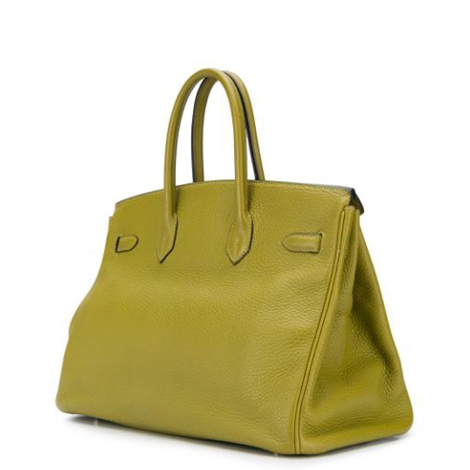 A Birkin bag - it's a thing. Constructed from Togo leather, this jaw-dropping Birkin 35 tote bag from Hermès will bring life to any outfit whilst being able to hold all your essentials. Perfect. 

Colour: Vert Anis

Composition: 100% Togo
