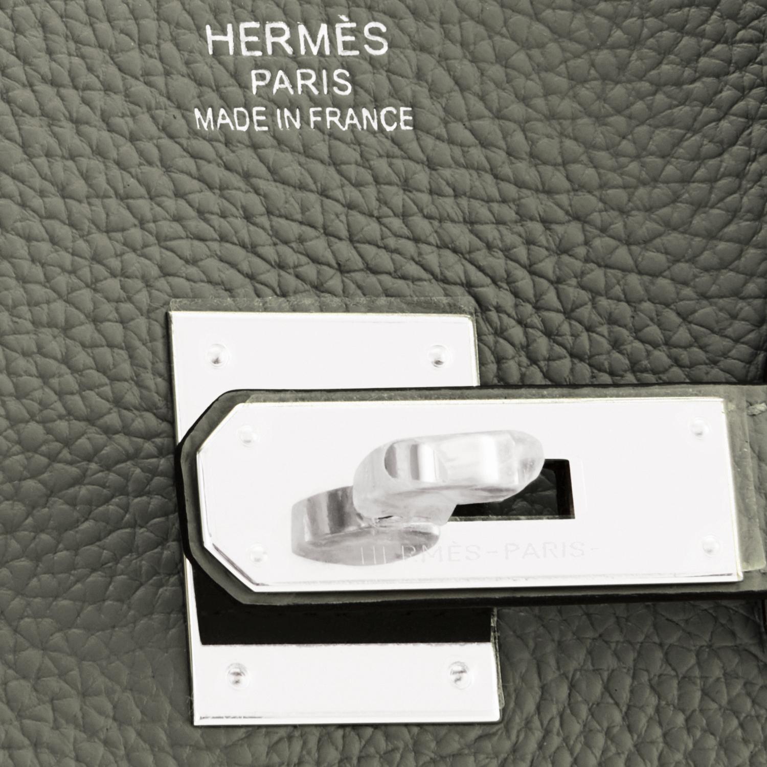 Sac Hermès Birkin 35 cm Vert de Gris vert gris Togo Palladium Tampon Y, 2020 7
