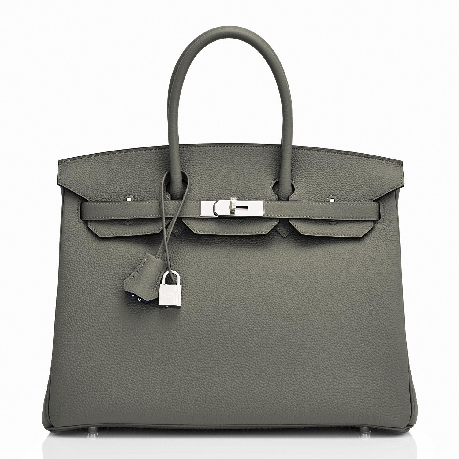 Sac Hermès Birkin 35 cm Vert de Gris vert gris Togo Palladium Tampon Y, 2020 Neuf à New York, NY