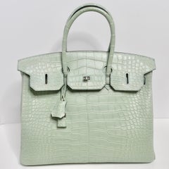 Hermes Birkin 35cm Vert D'Eau Matte Alligator Palladium Hardware