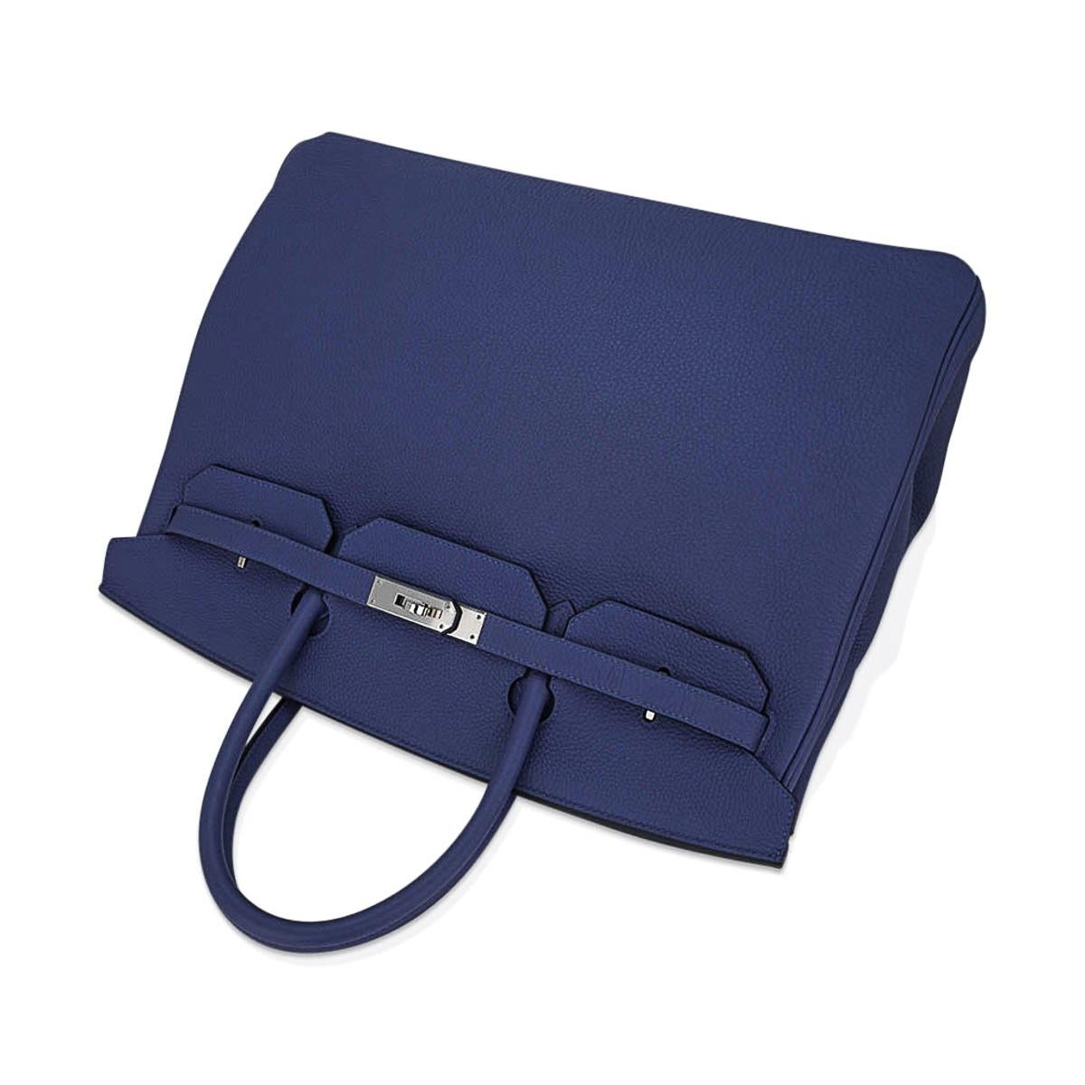 Hermes Birkin 40 Bag Blue de Prusse Palladium Hardware Togo Leather For Sale 6
