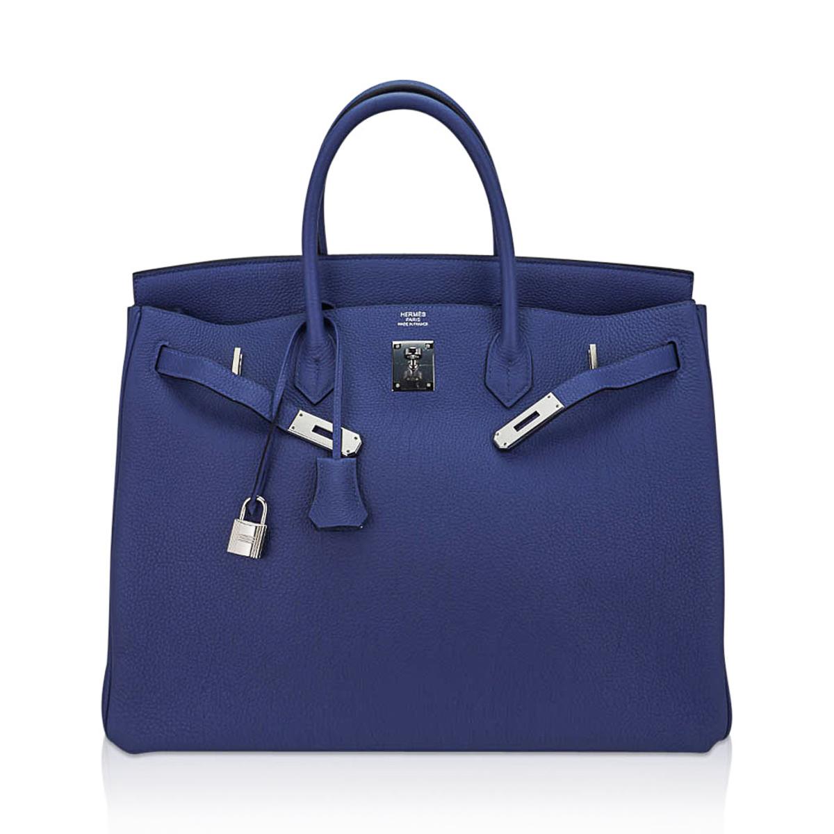 Hermes Birkin 40 Bag Blue de Prusse Palladium Hardware Togo Leather In New Condition For Sale In Miami, FL