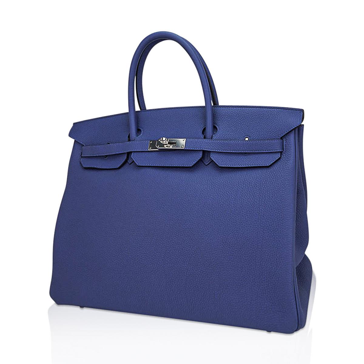 Women's or Men's Hermes Birkin 40 Bag Blue de Prusse Palladium Hardware Togo Leather For Sale