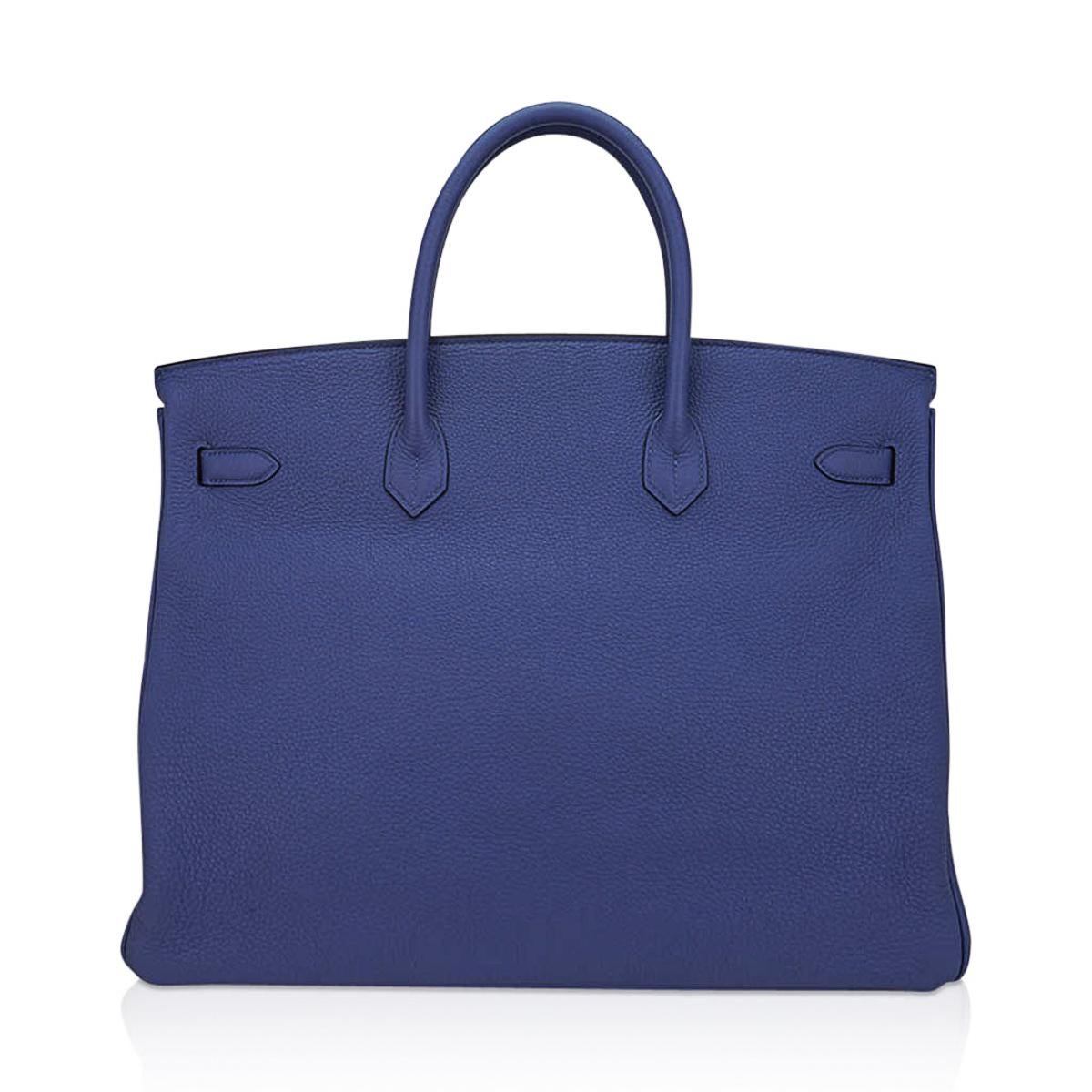 Hermes Birkin 40 Bag Blue de Prusse Palladium Hardware Togo Leather In New Condition For Sale In Miami, FL