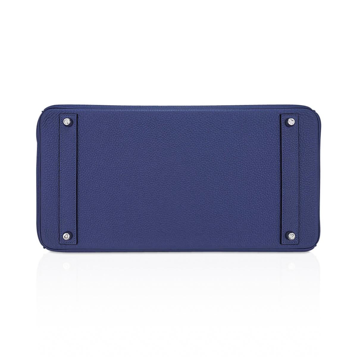 Hermes Birkin 40 Sac Bleu de Prusse Palladium Hardware Togo Leather en vente 3