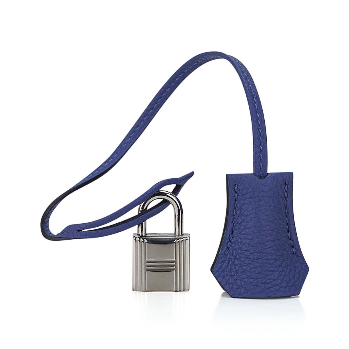 Hermes Birkin 40 Sac Bleu de Prusse Palladium Hardware Togo Leather en vente 4