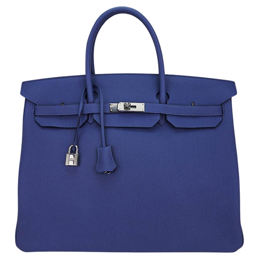 Hermes Birkin 40 Bag Blue de Prusse Palladium Hardware Togo Leather For Sale