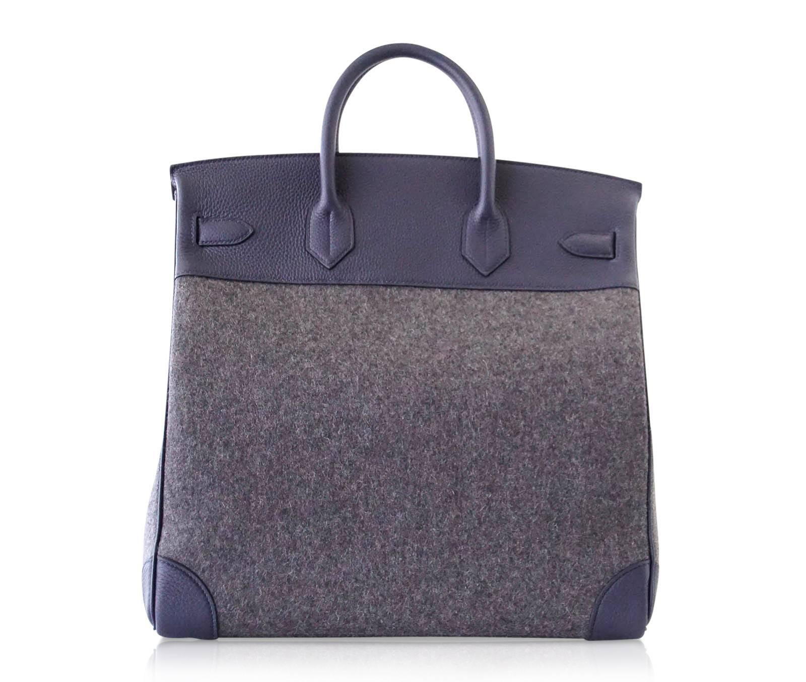 Hermes Birkin 40 Bag Hac Gris Moyen Grey Todoo Feutre Blue Nuit Togo Palladium 1