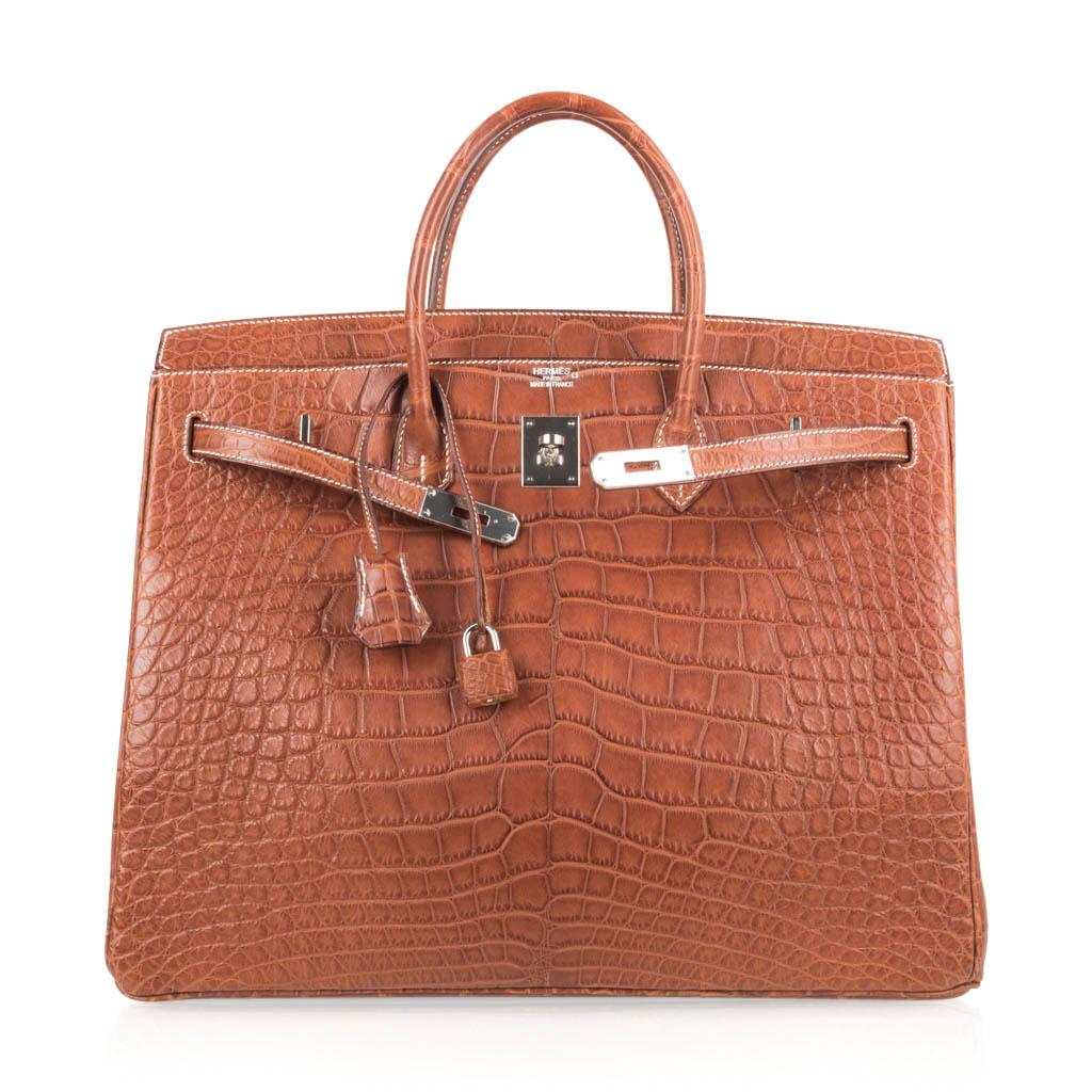 Hermes Birkin 40 Bag Matte Fauve Barenia Alligator Palladium 1