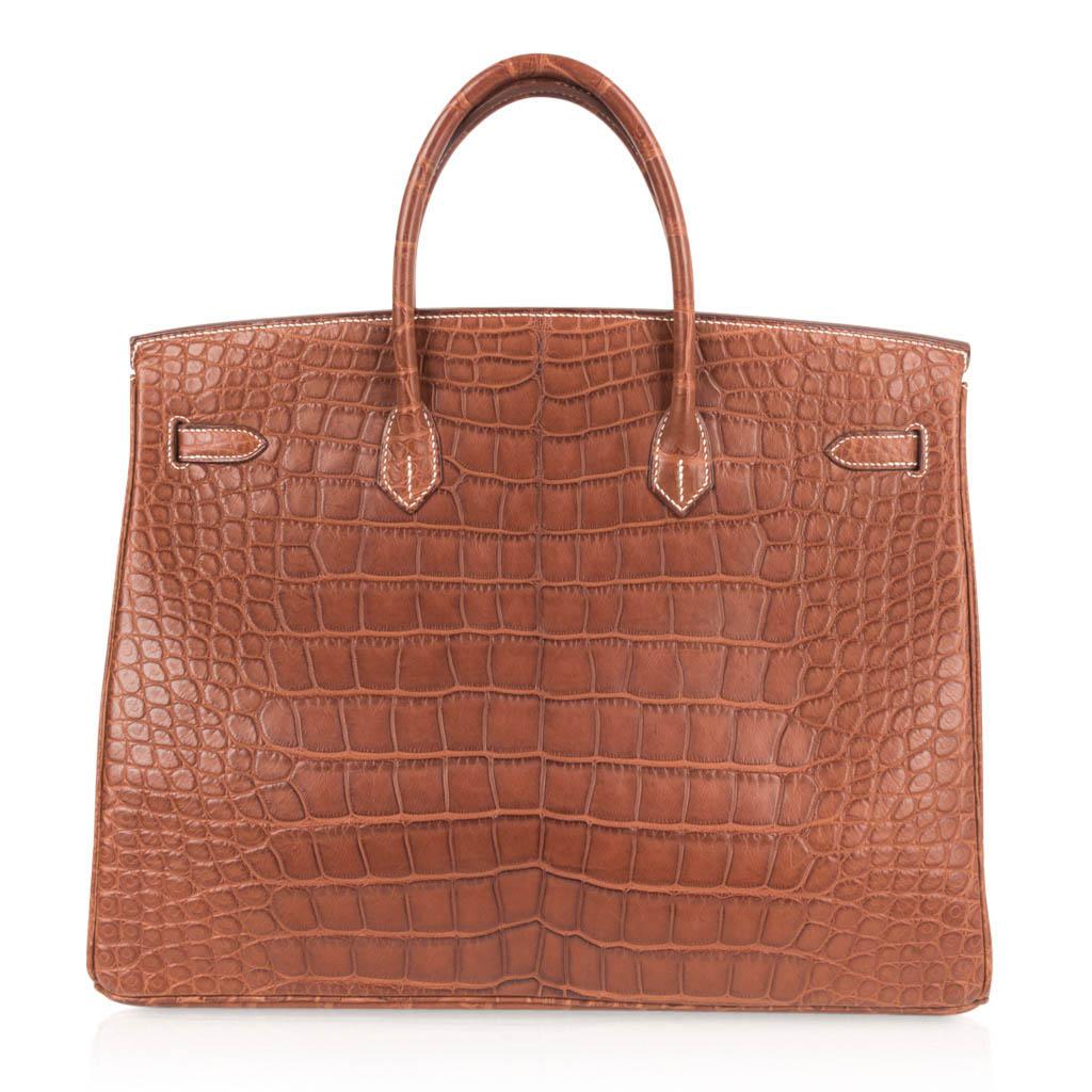 Hermes Birkin 40 Bag Matte Fauve Barenia Alligator Palladium 2