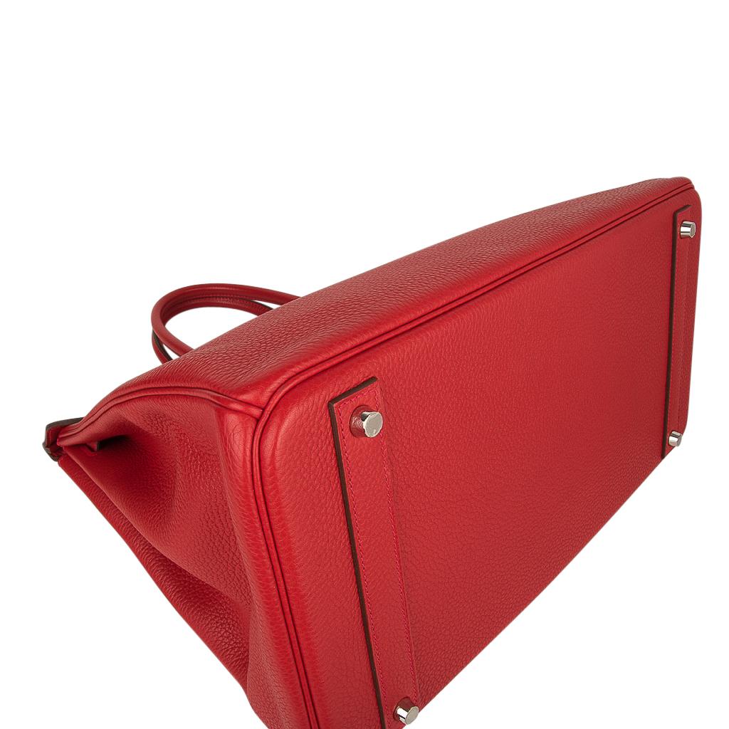 Hermes Birkin 40 Bag Rouge Casaque Togo Palladium 3