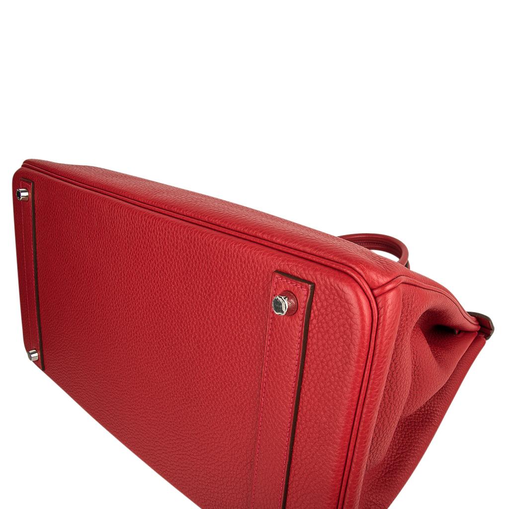 Hermes Birkin 40 Bag Rouge Casaque Togo Palladium 4